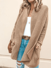 Cardigan Alongado com Bolsos Cedre: Um Básico Elegante para o Inverno