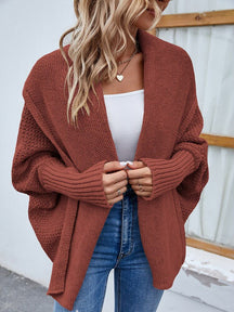 Cardigan de Tricot Ponto Aberto Peuplier