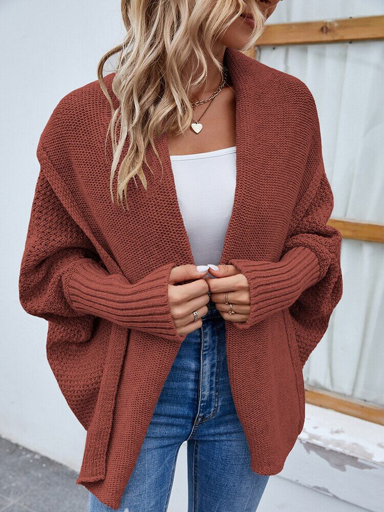 Cardigan de Tricot Ponto Aberto Peuplier