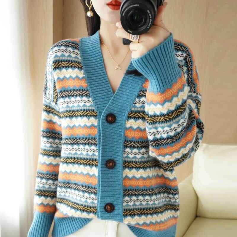 Cardigan Jacquard com Botões Maritime