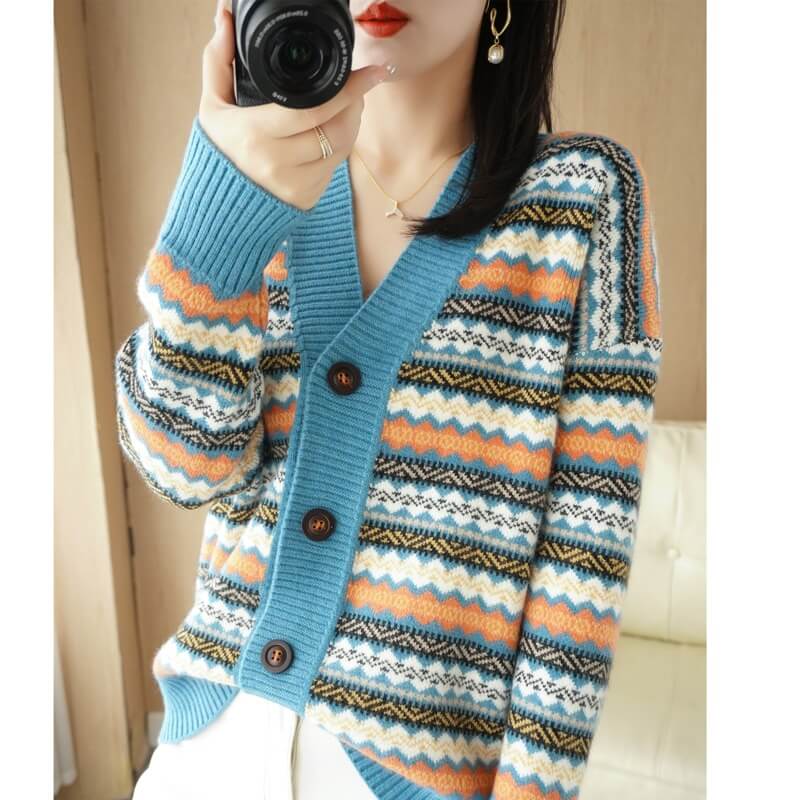 Cardigan Jacquard com Botões Maritime