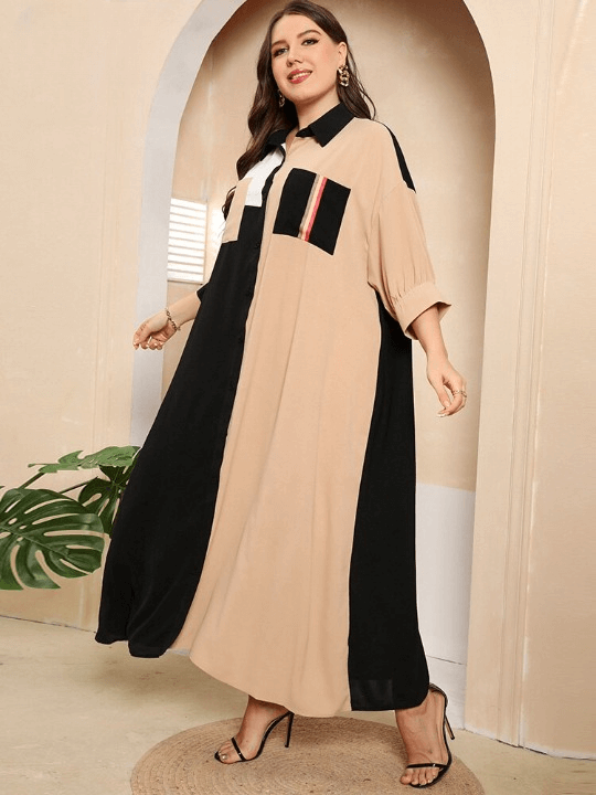 Vestido Oversized com Abotoamento Solaire - Plus Size