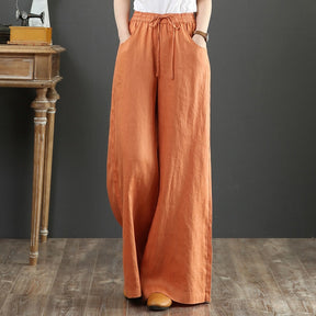 Calça Wide Leg Linho com Amarração Large