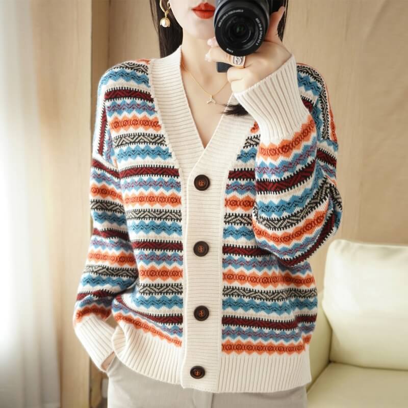 Cardigan Jacquard com Botões Maritime